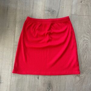 PrettyLittleThing Red Ribbed Skirt Small